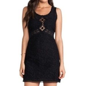 Free People Daisy Chain Semi-sheer Lace Crochet Bodycon Dress